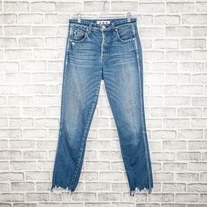 AMO Denim Lover Slim High-Rise Jeans Chewed Hem Blue knockout Size 27
